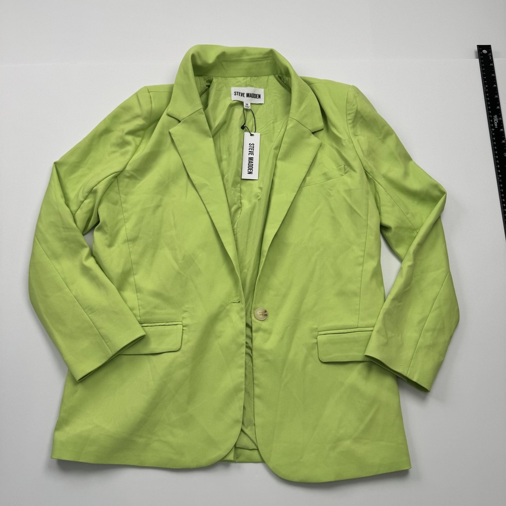 Steve Madden Blazer Womens Medium Green One Button Suit Jacket BN102877 NEW